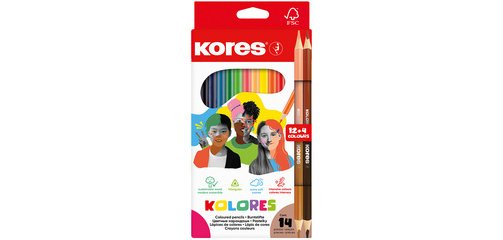 Crayon de couleur 'KOLORES', étui de 12 + 2x Duo