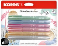 Surligneur 'Glitter', en forme de stylo, set de 6