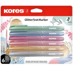 Surligneur 'Glitter', en forme de stylo, set de 6