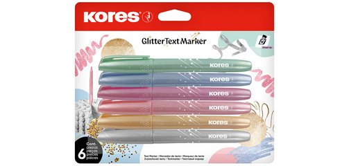 Surligneur 'Glitter', en forme de stylo, set de 6