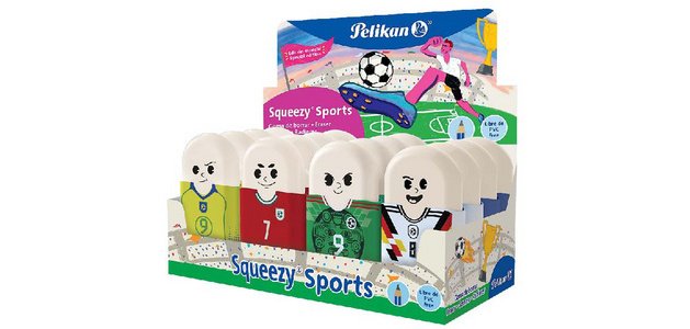 Gomme en plastique Squeezy Sports, présentoir