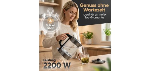 Bouilloire PC-WKS 1322, 1,7 L, verre / dark inox
