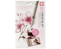 Kit créatif Fleurs de cerisier, 3 stylos + papier