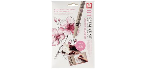 Kit créatif Fleurs de cerisier, 3 stylos + papier
