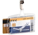 Porte-badges avec clip DOPPELBOX, transparent