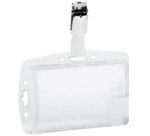 Porte-badges avec clip DOPPELBOX, transparent