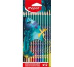 Crayon de couleur triangulaire DRAGON, étui de 12