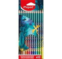 Crayon de couleur triangulaire DRAGON, étui de 12