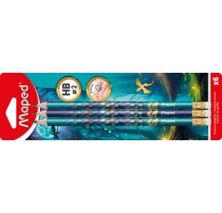 Crayon de papier DRAGON, avec gomme, HB, blister de 6
