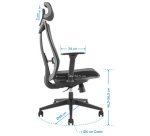 Fauteuil de bureau, dossier en mesh, noir