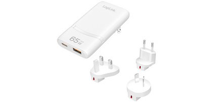 Chargeur de voyage double USB, 65 W, extra-mince