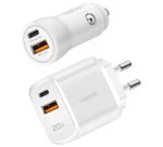 Set de 2 chargeurs USB, allume-cigare & secteur