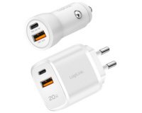 Set de 2 chargeurs USB, allume-cigare & secteur
