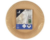 Assiette en carton, rond, diamètre: 190 mm, marron