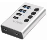 Hub USB 3.2, 4 ports, interrupteurs on/off, argent