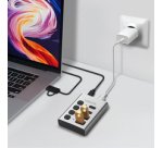 Hub USB 3.2, 4 ports, interrupteurs on/off, argent