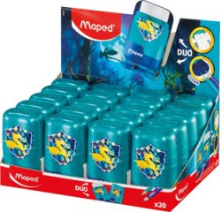 Combi gomme-taille-crayon DRAGON, présentoir de 20