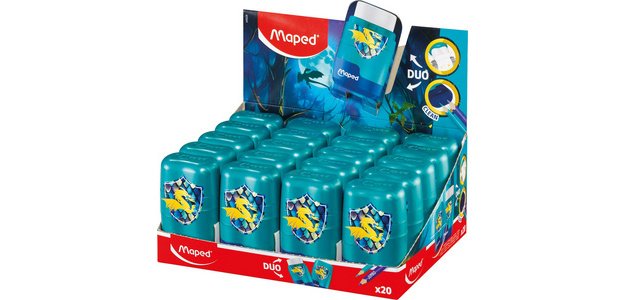 Combi gomme-taille-crayon DRAGON, présentoir de 20