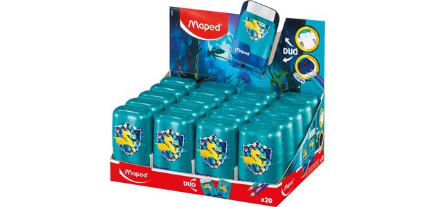 Combi gomme-taille-crayon DRAGON, présentoir de 20