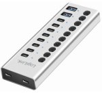 Hub USB 3.2, 10 ports, interrupteurs on/off, argent