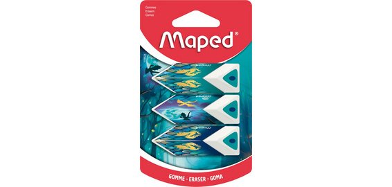 Plastic Eraser Pyramid DRAGON, pack of 3