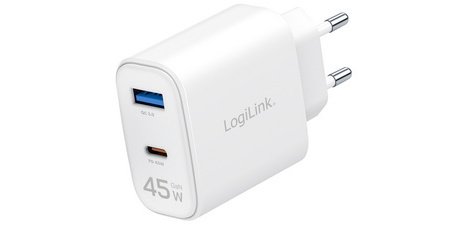 USB-Ladegerät, 1x USB-C (PD), 1x USB-A (QC), 45 W