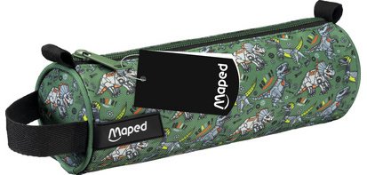 Ronde dinosaurus etui, groen/zwart