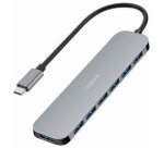 Hub USB 3.2 Gen1, 7 ports, boîtier aluminium, gris