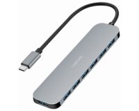 Hub USB 3.2 Gen1, 7 ports, boîtier aluminium, gris