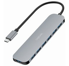Hub USB 3.2 Gen1, 7 ports, boîtier aluminium, gris