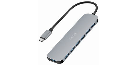 Hub USB 3.2 Gen1, 7 ports, boîtier aluminium, gris