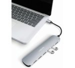 Hub USB 3.2 Gen1, 7 ports, boîtier aluminium, gris