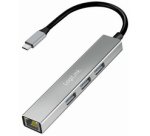 Hub USB 3.2 Gen1, 4 ports, boîtier aluminium, gris