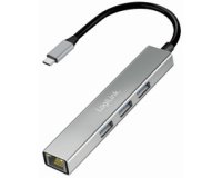 Hub USB 3.2 Gen1, 4 ports, boîtier aluminium, gris