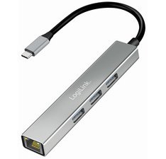 Hub USB 3.2 Gen1, 4 ports, boîtier aluminium, gris
