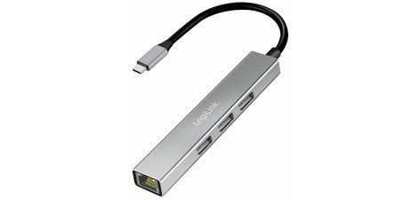 Hub USB 3.2 Gen1, 4 ports, boîtier aluminium, gris