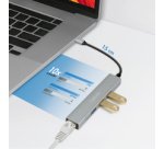 Hub USB 3.2 Gen1, 4 ports, boîtier aluminium, gris