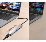 Hub USB 3.2 Gen1, 4 ports, boîtier aluminium, gris