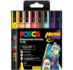 Marqueur à pigment PC-3M, étui de 8 MANGA HERO