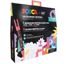 Marqueur à pigment, set de 8 'coloriage mystère'