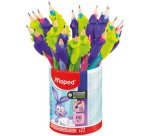 Crayon de papier, avec gomme & guide-doigt, pot de 22