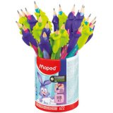 Crayon de papier, avec gomme & guide-doigt, pot de 22
