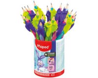 Crayon de papier, avec gomme & guide-doigt, pot de 22