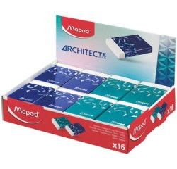ARCHITECT plastic eraser, display of 16