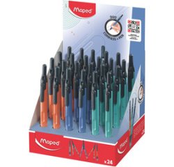 Compas avec adaptateur, assorti, présentoir de 24