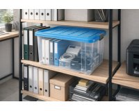 Boîte de rangement, couvercle, roulettes, 55 L