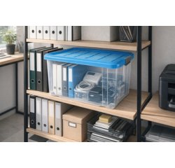 Opbergdoos, deksel, wieltjes, 55 L