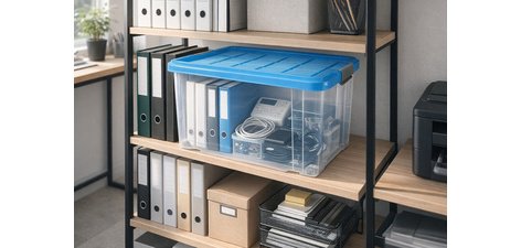 Opbergdoos, deksel, wieltjes, 55 L