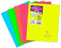 Cahier piqué Koverbook Neon 17x22cm 96 pages grands carreaux couverture polypropylène opaque - Assortis