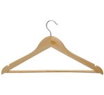 Cintre en bois mira, avec barre, naturel, lot de 20